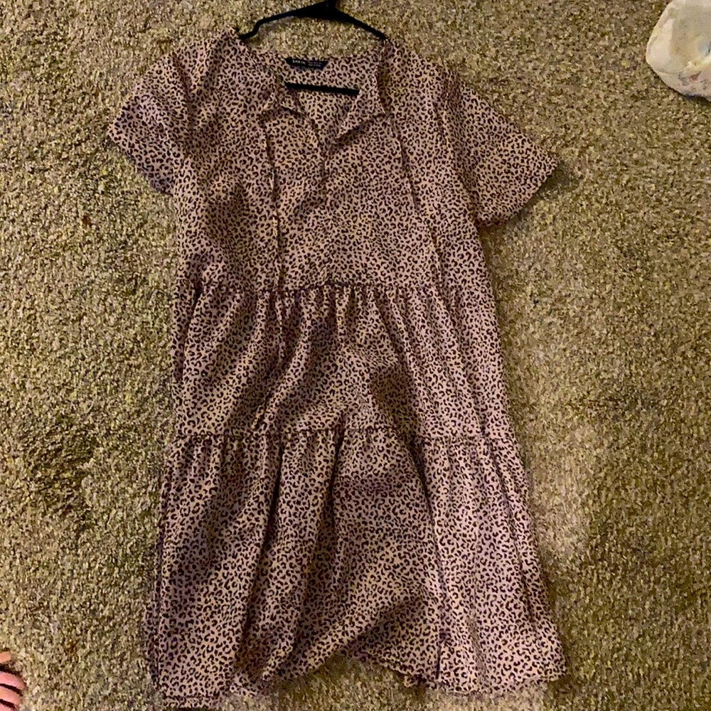 Shein leopard front tie dress